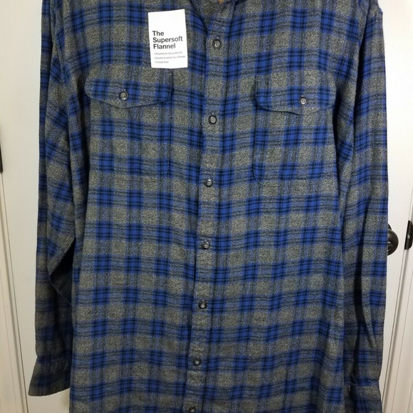 Gray and blue flannel long sleeve shirt (bundle only) - Picture 1 of 5